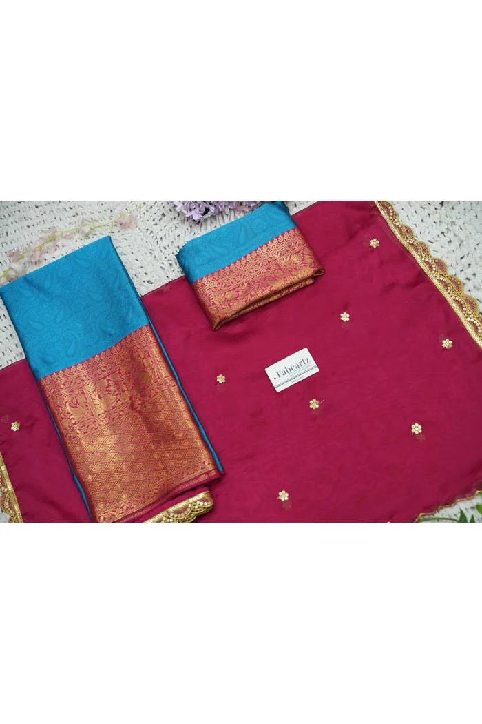 Revati Women's Woven Design zari work Half Saree with Blouse and Dupatta