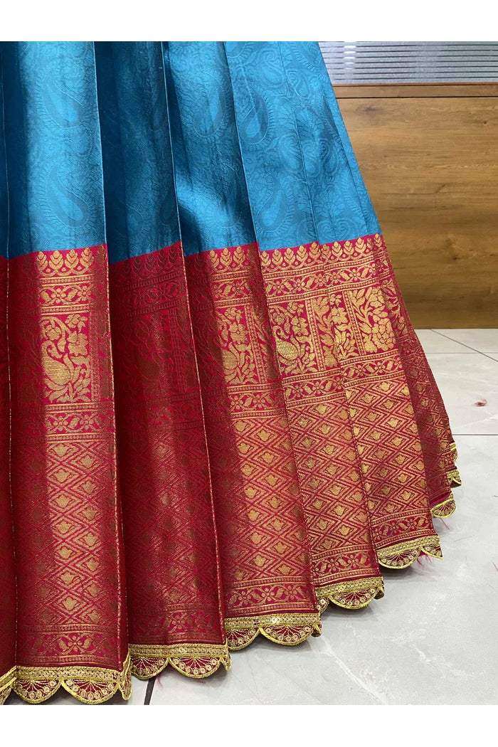 Revati Women's Woven Design zari work Half Saree with Blouse and Dupatta