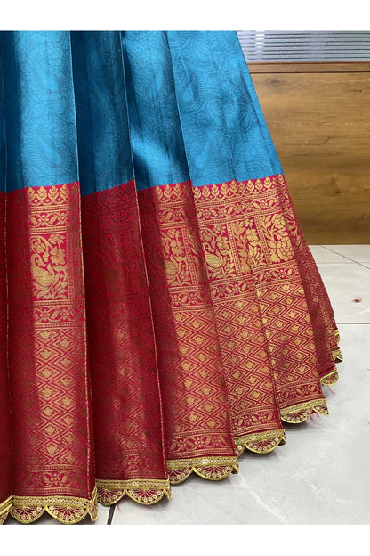 Revati Women's Woven Design zari work Half Saree with Blouse and Dupatta