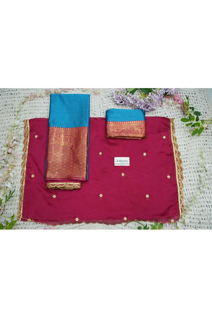 Revati Women's Woven Design zari work Half Saree with Blouse and Dupatta