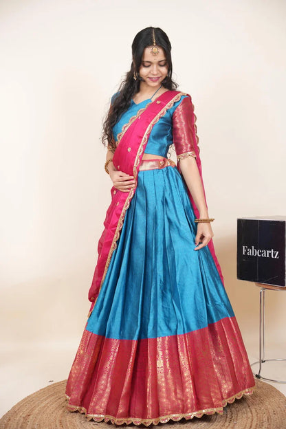 దక్షిణ భారత పండుగ సాంప్రదాయ హాఫ్ చీర (ఛవి) 