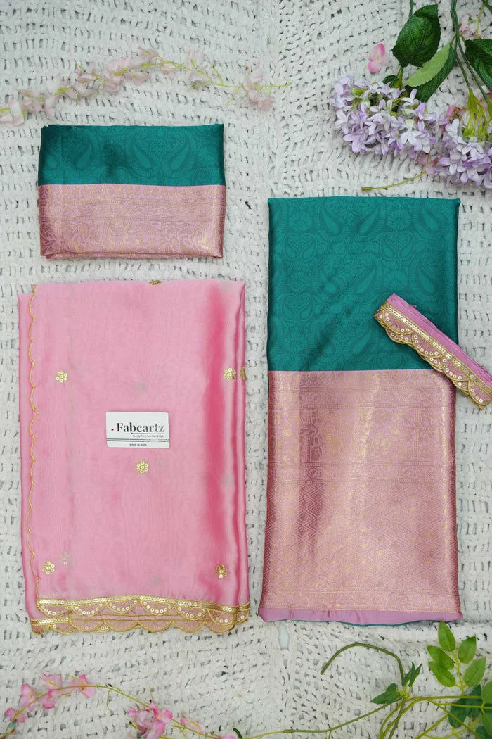 Revati Women's Woven Design zari work Half Saree with Blouse and Dupatta