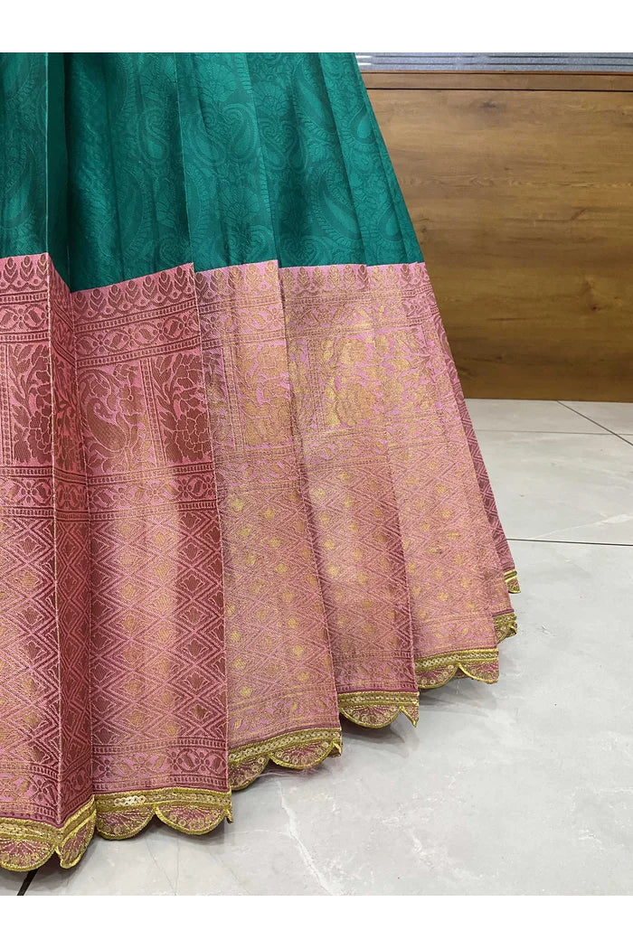 Revati Women's Woven Design zari work Half Saree with Blouse and Dupatta