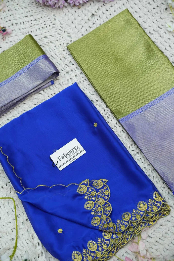 South Indian Festival Traditional Half Saree with Embroidered Blouse & Dupatta (Kanika)