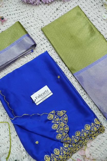 South Indian Festival Traditional Half Saree with Embroidered Blouse & Dupatta (Kanika)