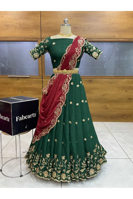 Aayra South Indian Festival Traditional Rangoli Crushed Lehenga Choli