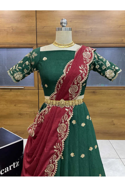 Aayra South Indian Festival Traditional Rangoli Crushed Lehenga Choli