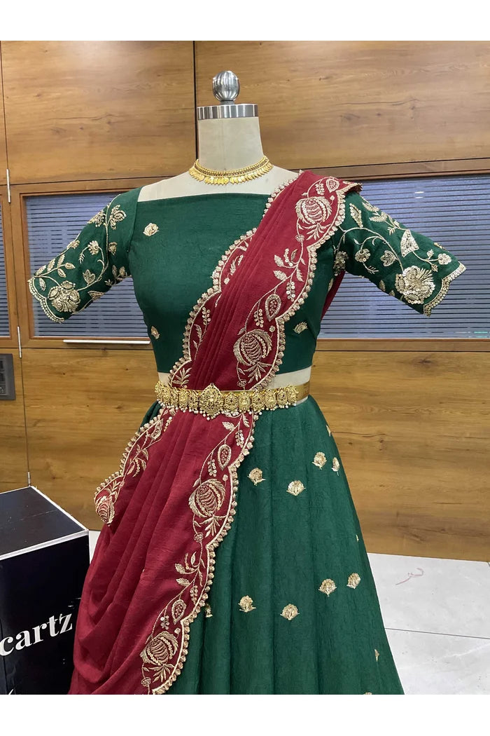 Aayra South Indian Festival Traditional Rangoli Crushed Lehenga Choli