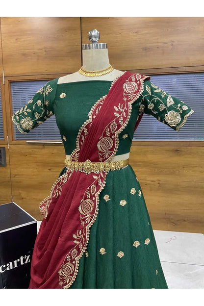 Aayra South Indian Festival Traditional Rangoli Crushed Lehenga Choli