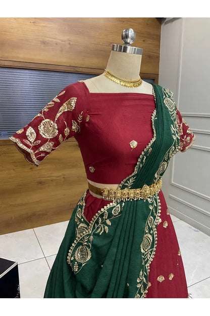 Aayra South Indian Festival Traditional Rangoli Crushed Lehenga Choli