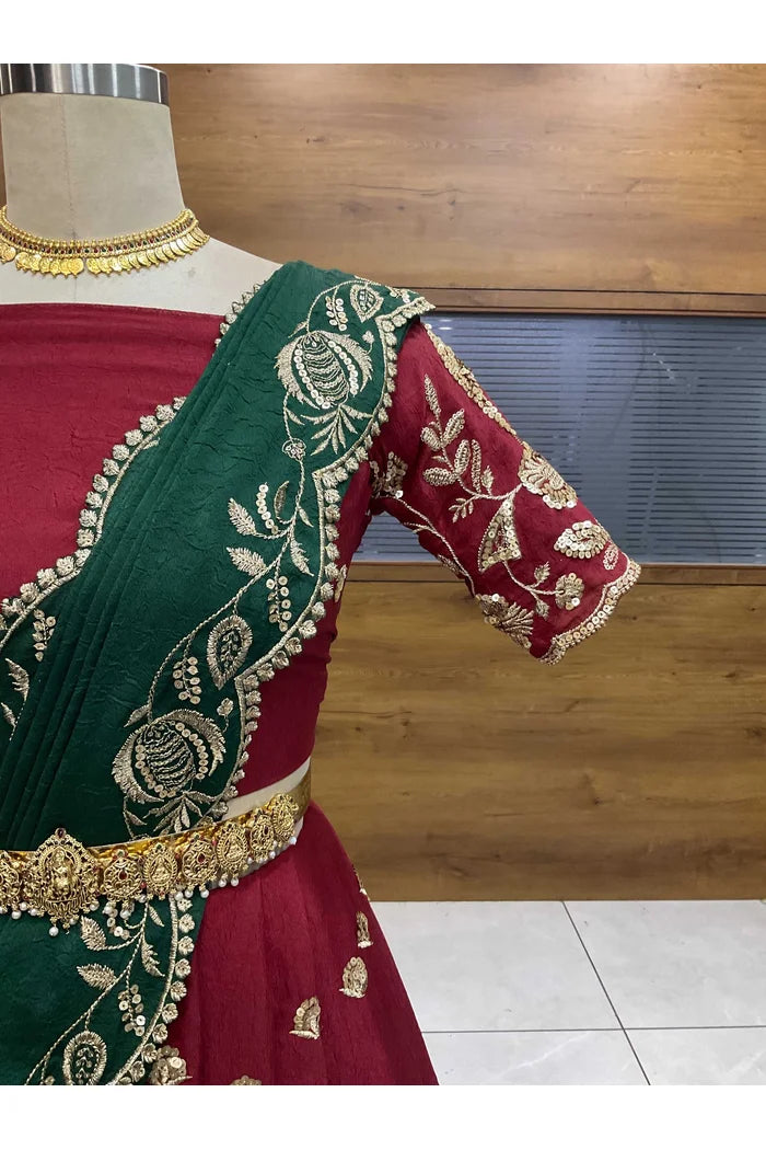 Aayra South Indian Festival Traditional Rangoli Crushed Lehenga Choli