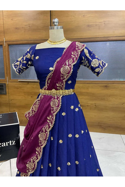 Aayra South Indian Festival Traditional Rangoli Crushed Lehenga Choli