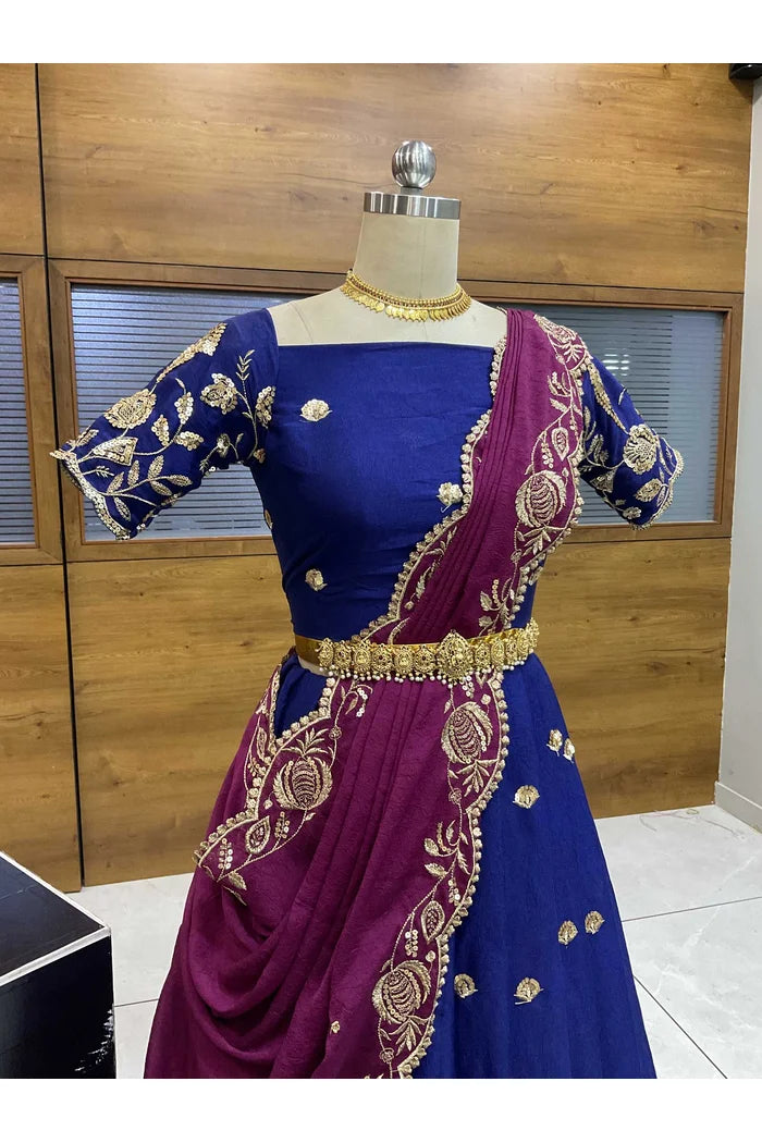 Aayra South Indian Festival Traditional Rangoli Crushed Lehenga Choli