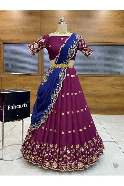 Aayra South Indian Festival Traditional Rangoli Crushed Lehenga Choli