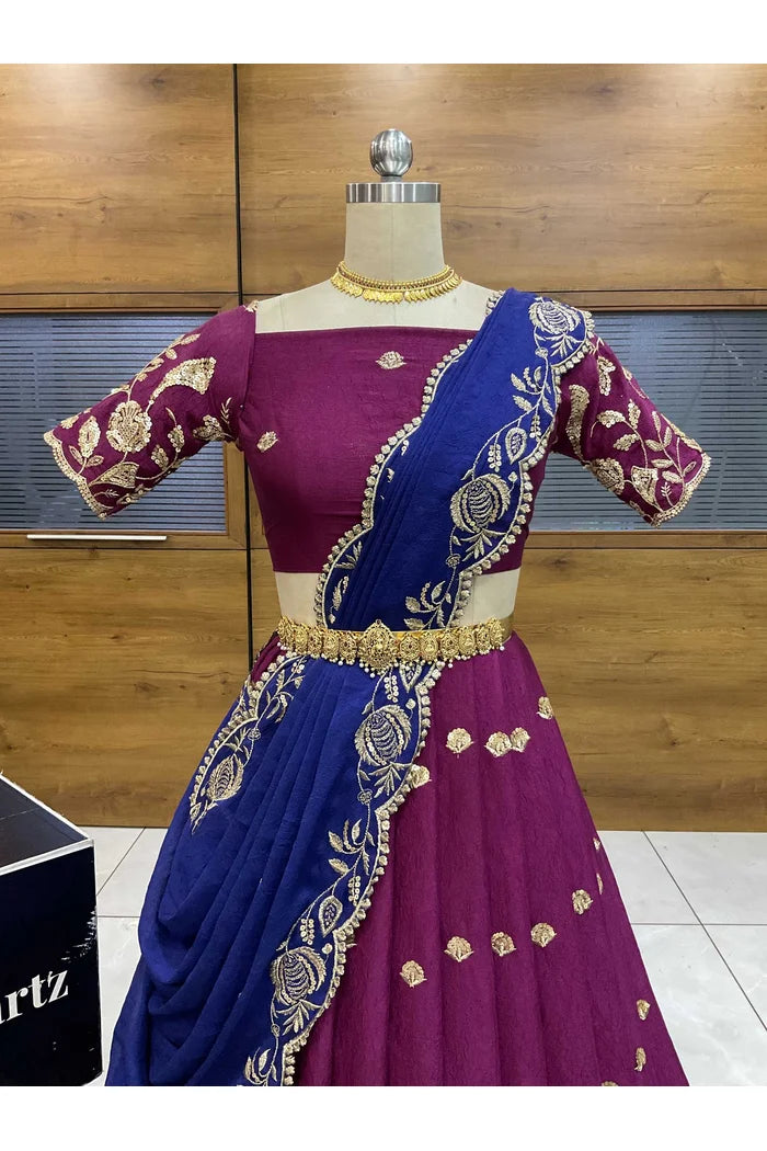 Aayra South Indian Festival Traditional Rangoli Crushed Lehenga Choli