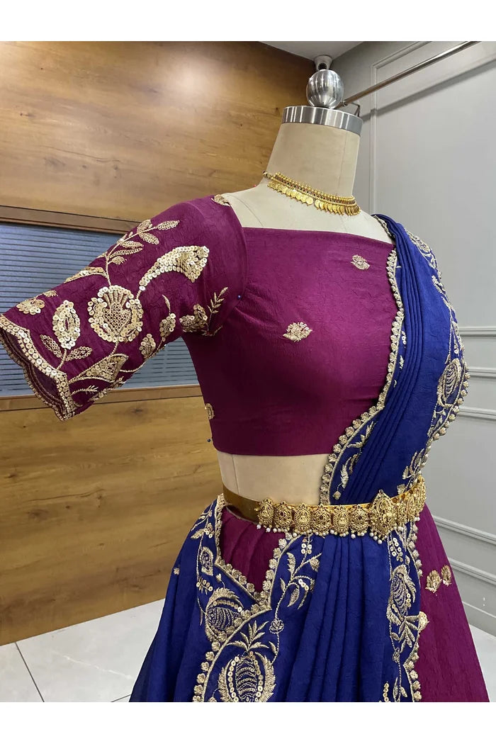 Aayra South Indian Festival Traditional Rangoli Crushed Lehenga Choli
