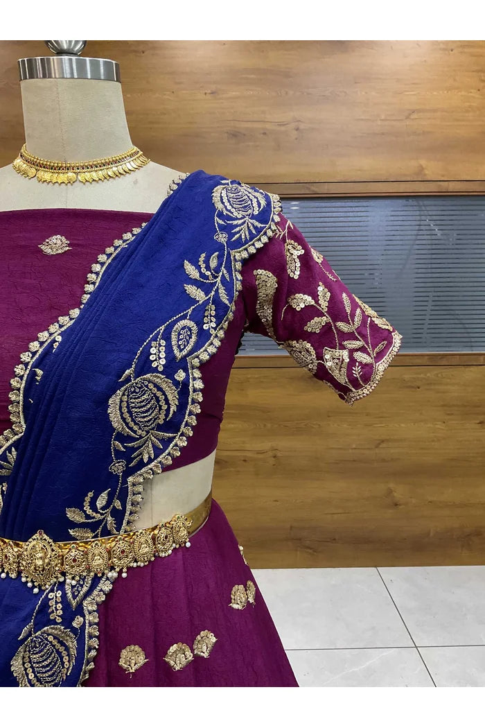 Aayra South Indian Festival Traditional Rangoli Crushed Lehenga Choli
