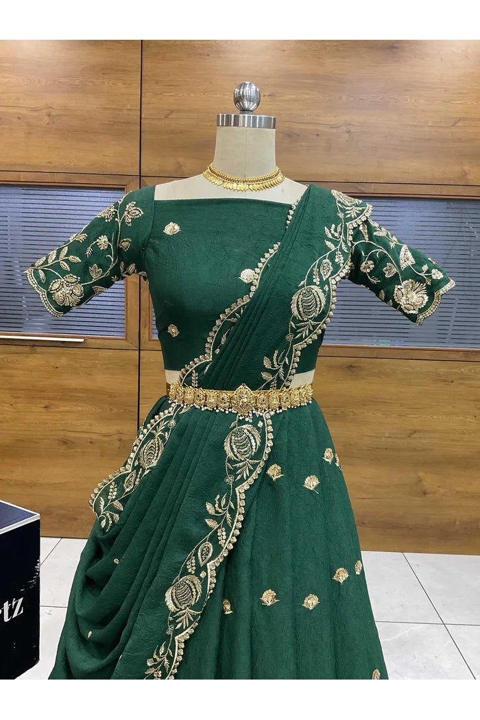 Aayra South Indian Festival Traditional Rangoli Crushed Lehenga Choli