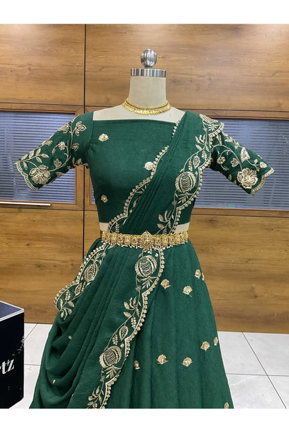 Aayra South Indian Festival Traditional Rangoli Crushed Lehenga Choli