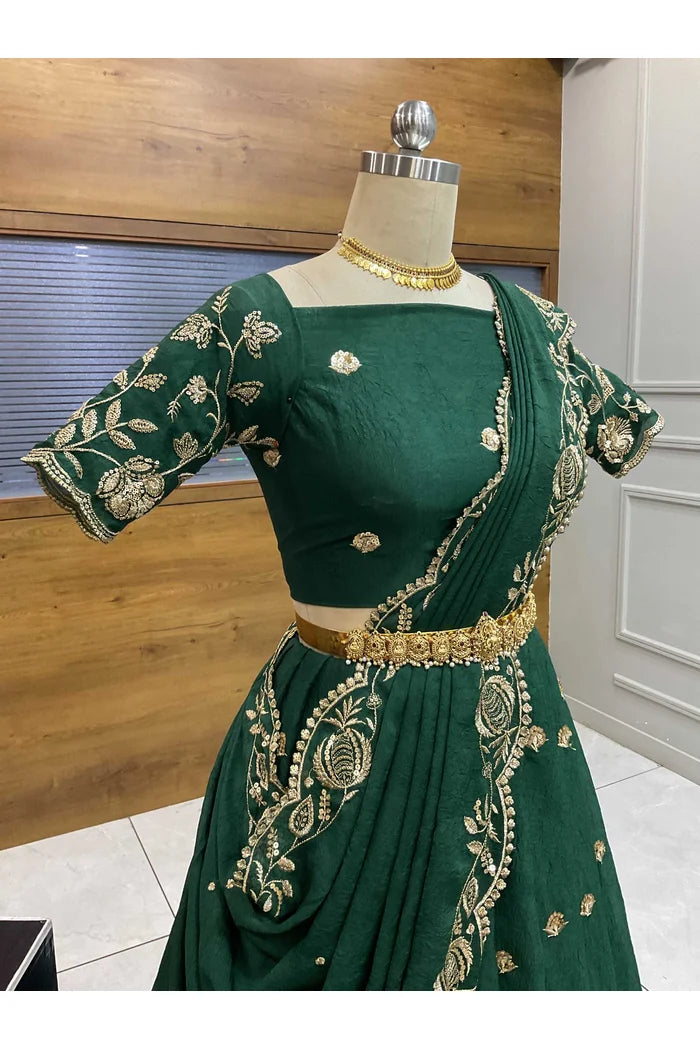 Aayra South Indian Festival Traditional Rangoli Crushed Lehenga Choli