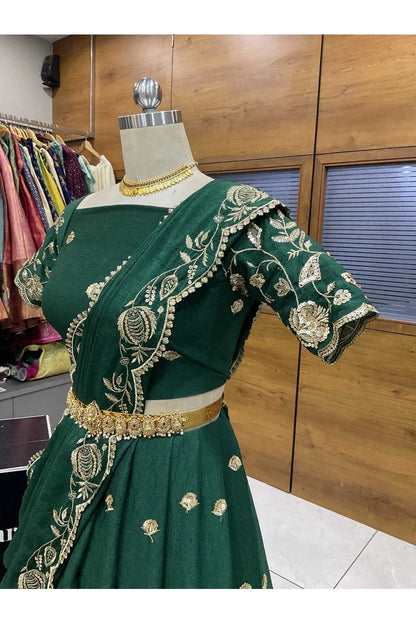 Aayra South Indian Festival Traditional Rangoli Crushed Lehenga Choli