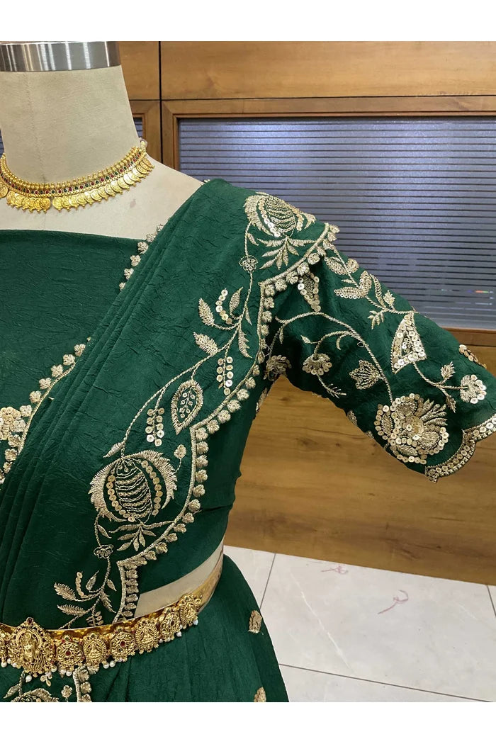 Aayra South Indian Festival Traditional Rangoli Crushed Lehenga Choli