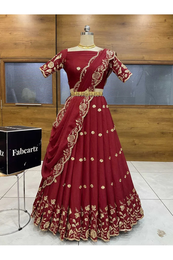 Aayra South Indian Festival Traditional Rangoli Crushed Lehenga Choli