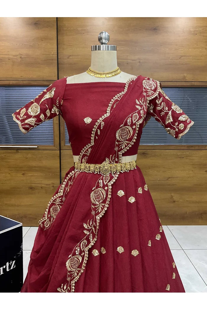 Aayra South Indian Festival Traditional Rangoli Crushed Lehenga Choli