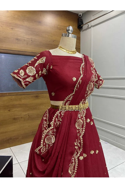 Aayra South Indian Festival Traditional Rangoli Crushed Lehenga Choli