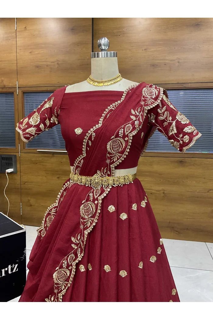 Aayra South Indian Festival Traditional Rangoli Crushed Lehenga Choli