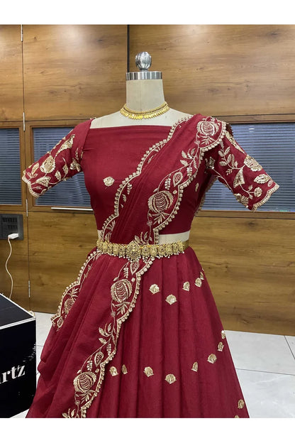 Aayra South Indian Festival Traditional Rangoli Crushed Lehenga Choli