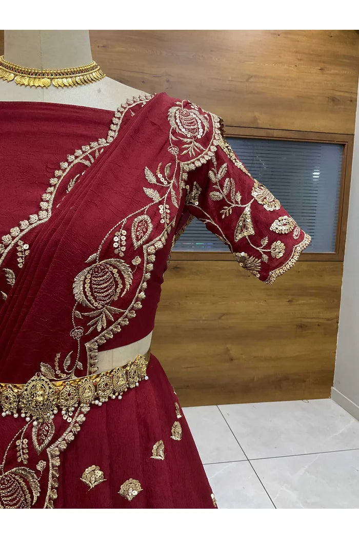 Aayra South Indian Festival Traditional Rangoli Crushed Lehenga Choli