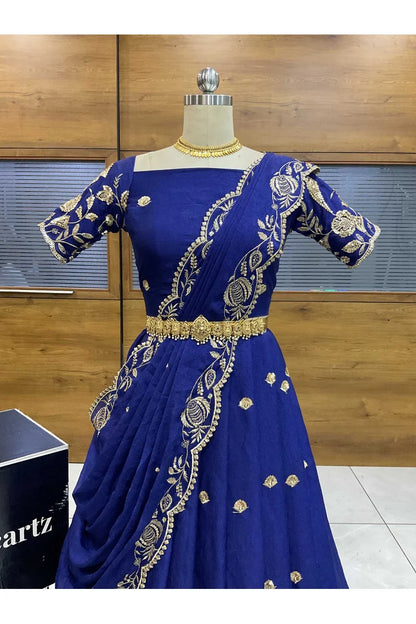 Aayra South Indian Festival Traditional Rangoli Crushed Lehenga Choli