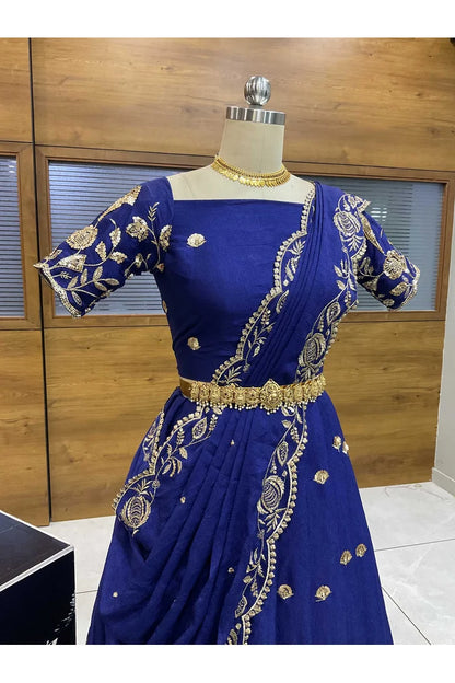 Aayra South Indian Festival Traditional Rangoli Crushed Lehenga Choli