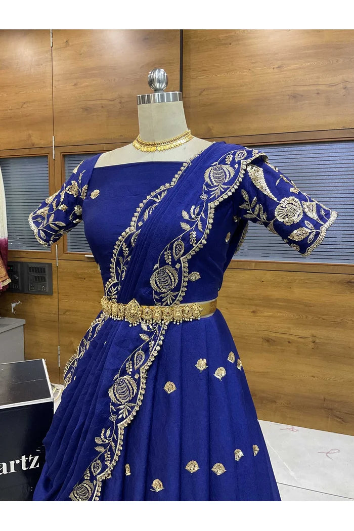 Aayra South Indian Festival Traditional Rangoli Crushed Lehenga Choli