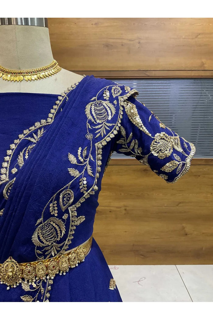 Aayra South Indian Festival Traditional Rangoli Crushed Lehenga Choli