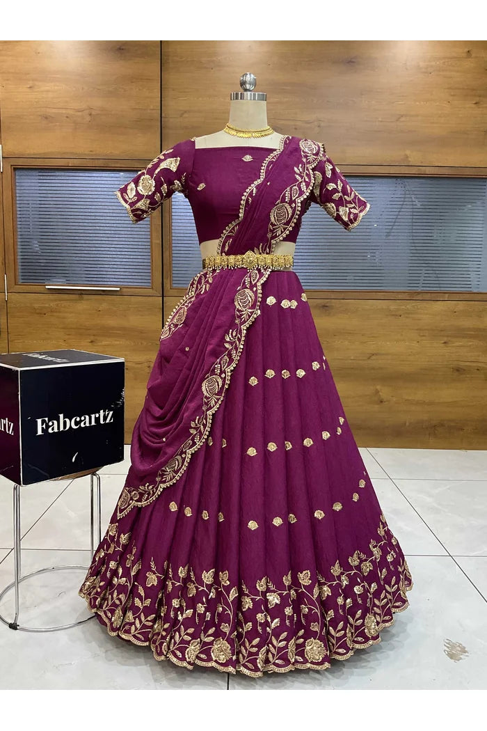 Aayra South Indian Festival Traditional Rangoli Crushed Lehenga Choli