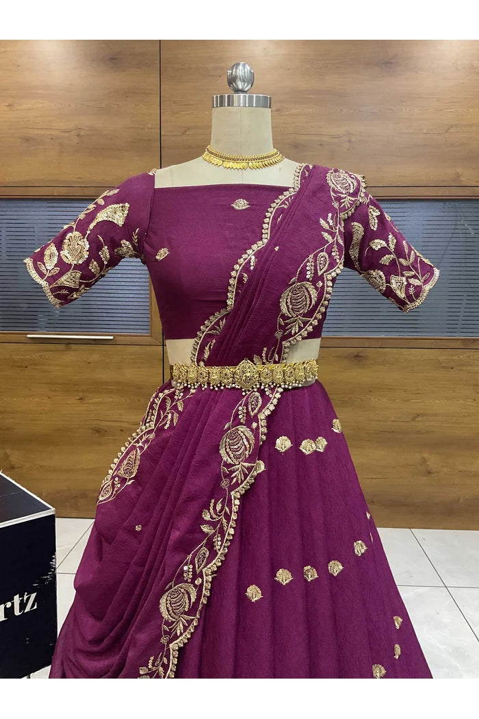 Aayra South Indian Festival Traditional Rangoli Crushed Lehenga Choli