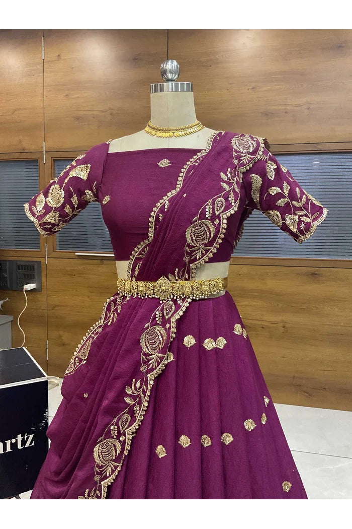 Aayra South Indian Festival Traditional Rangoli Crushed Lehenga Choli