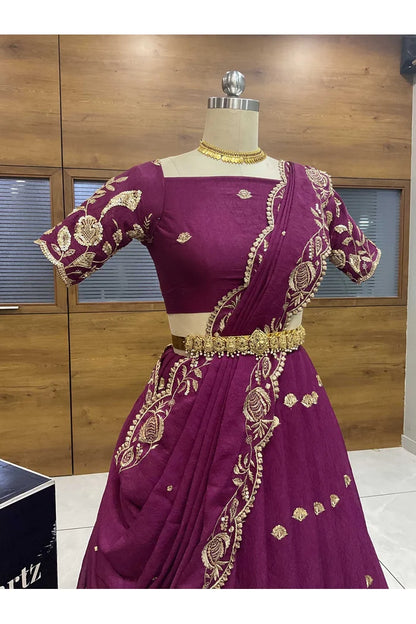 Aayra South Indian Festival Traditional Rangoli Crushed Lehenga Choli