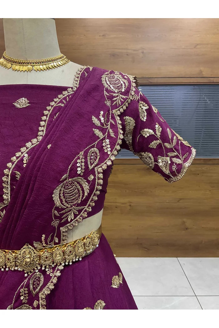 Aayra South Indian Festival Traditional Rangoli Crushed Lehenga Choli