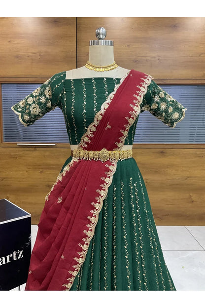 Veona South Indian Festival Traditional Rangoli Crushed Lehenga Choli