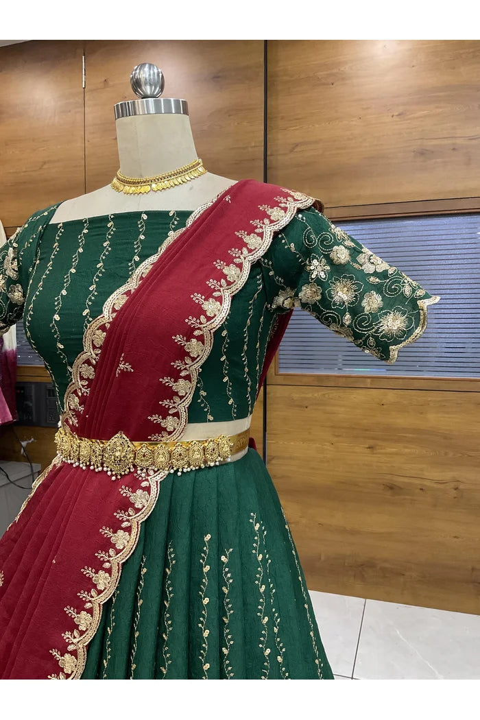 Veona South Indian Festival Traditional Rangoli Crushed Lehenga Choli
