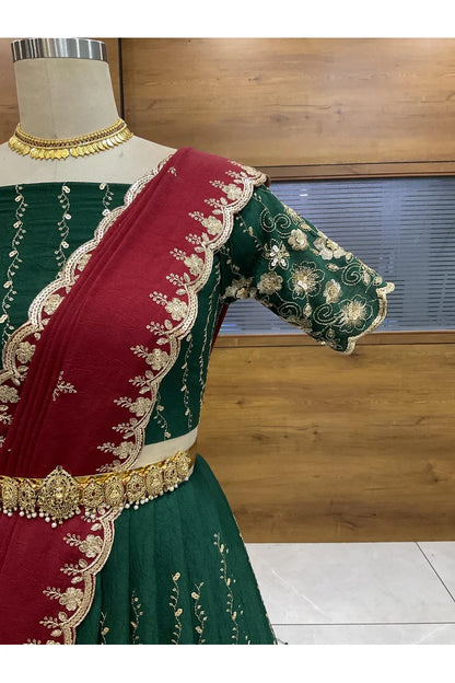 Veona South Indian Festival Traditional Rangoli Crushed Lehenga Choli
