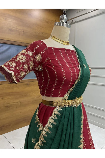 Veona South Indian Festival Traditional Rangoli Crushed Lehenga Choli