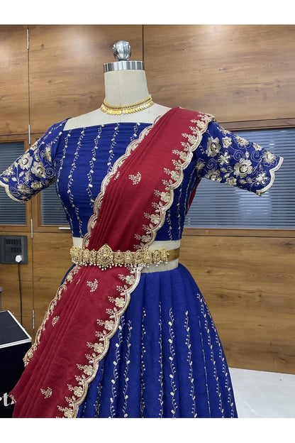 Veona South Indian Festival Traditional Rangoli Crushed Lehenga Choli