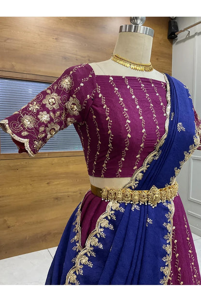 Veona South Indian Festival Traditional Rangoli Crushed Lehenga Choli