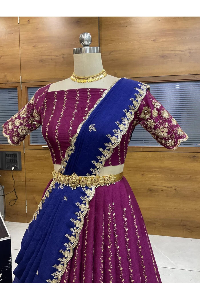 Veona South Indian Festival Traditional Rangoli Crushed Lehenga Choli