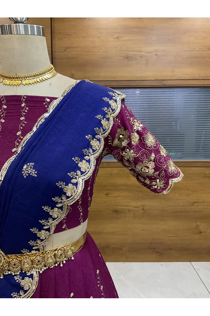 Veona South Indian Festival Traditional Rangoli Crushed Lehenga Choli