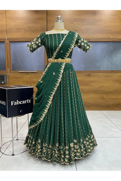 Veona South Indian Festival Traditional Rangoli Crushed Lehenga Choli